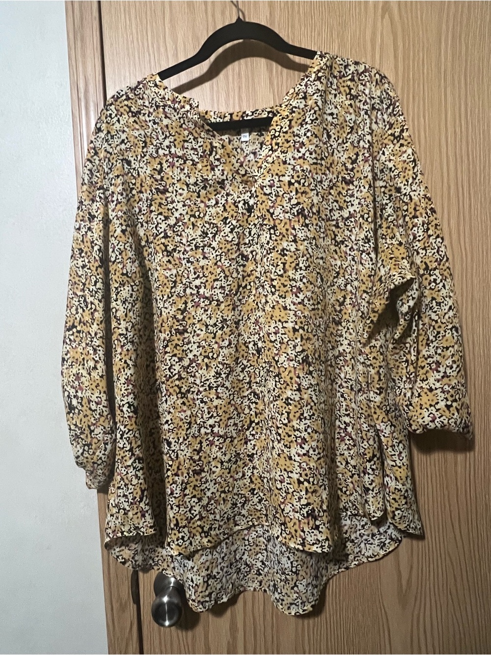 Maurices Yellow Floral V-Neck Tunic Top